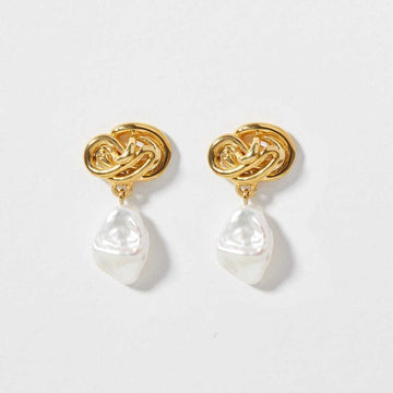 COG earrings 14K Plated Gold and Fresh Water Pearls Tempest Earrings