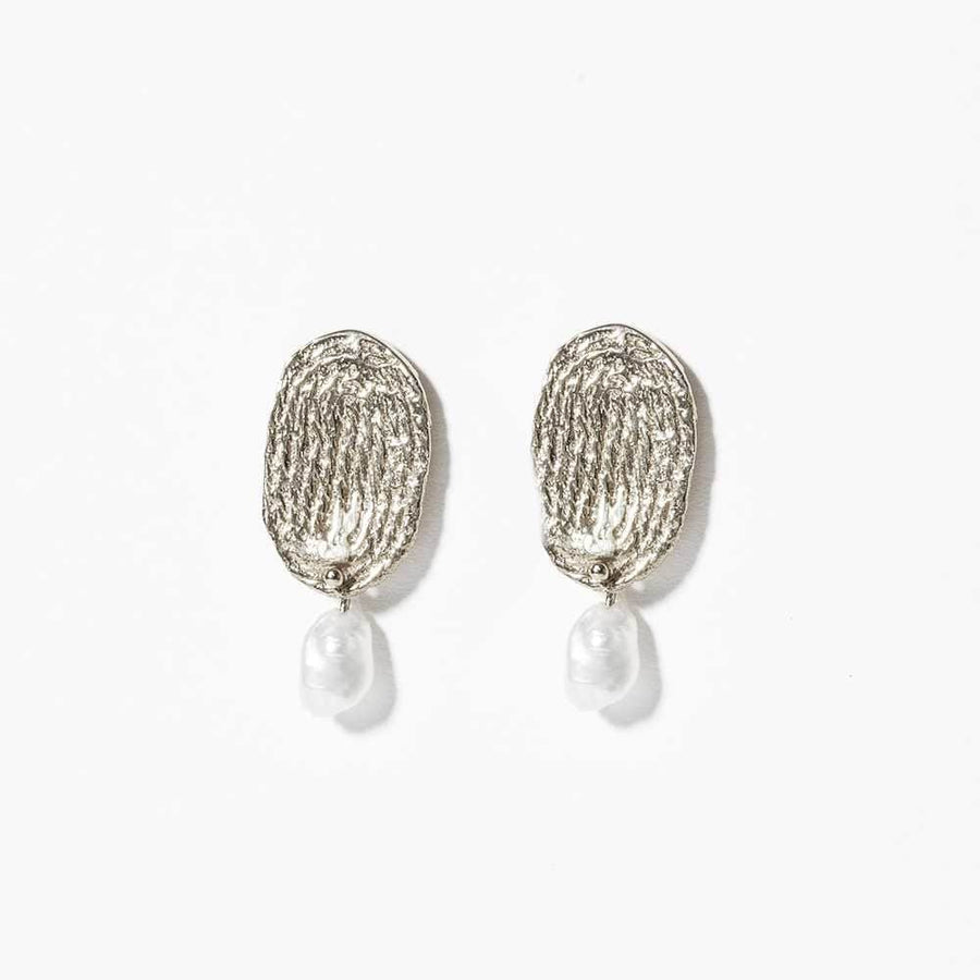COG Earrings Sterling Silver and Freshwater Pearls Thumbprint Earrings with Pearls