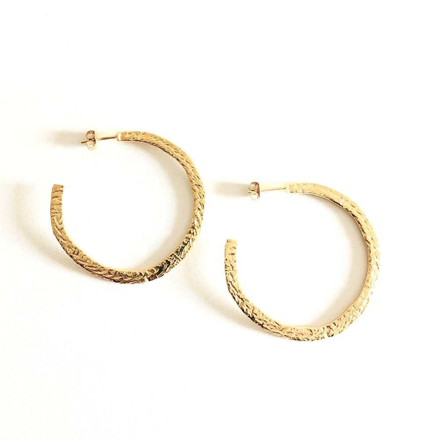 COG Earrings 14K Plated Gold Terrain Hoops