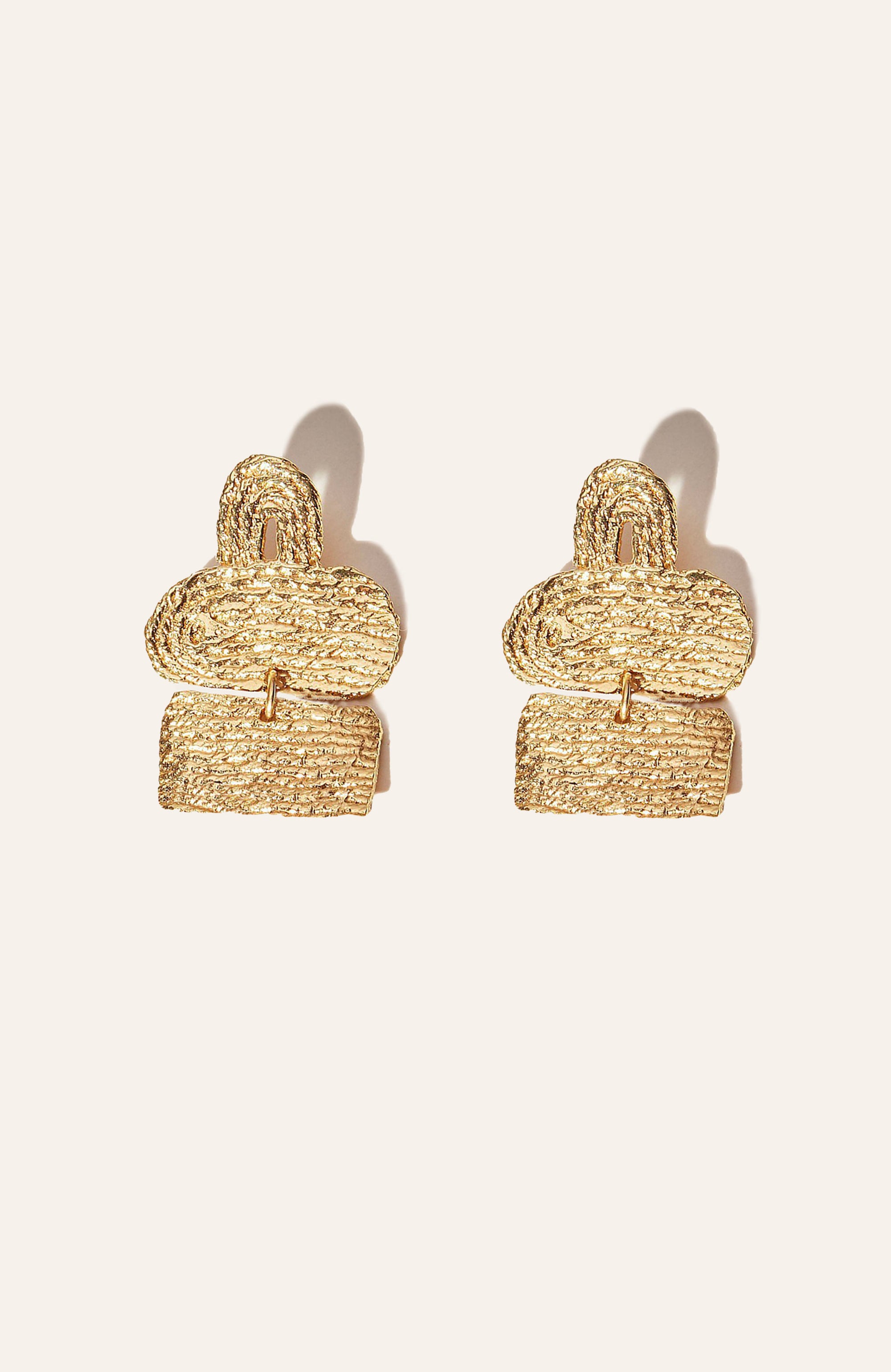 Plateau Earrings / 14k Gold Plate