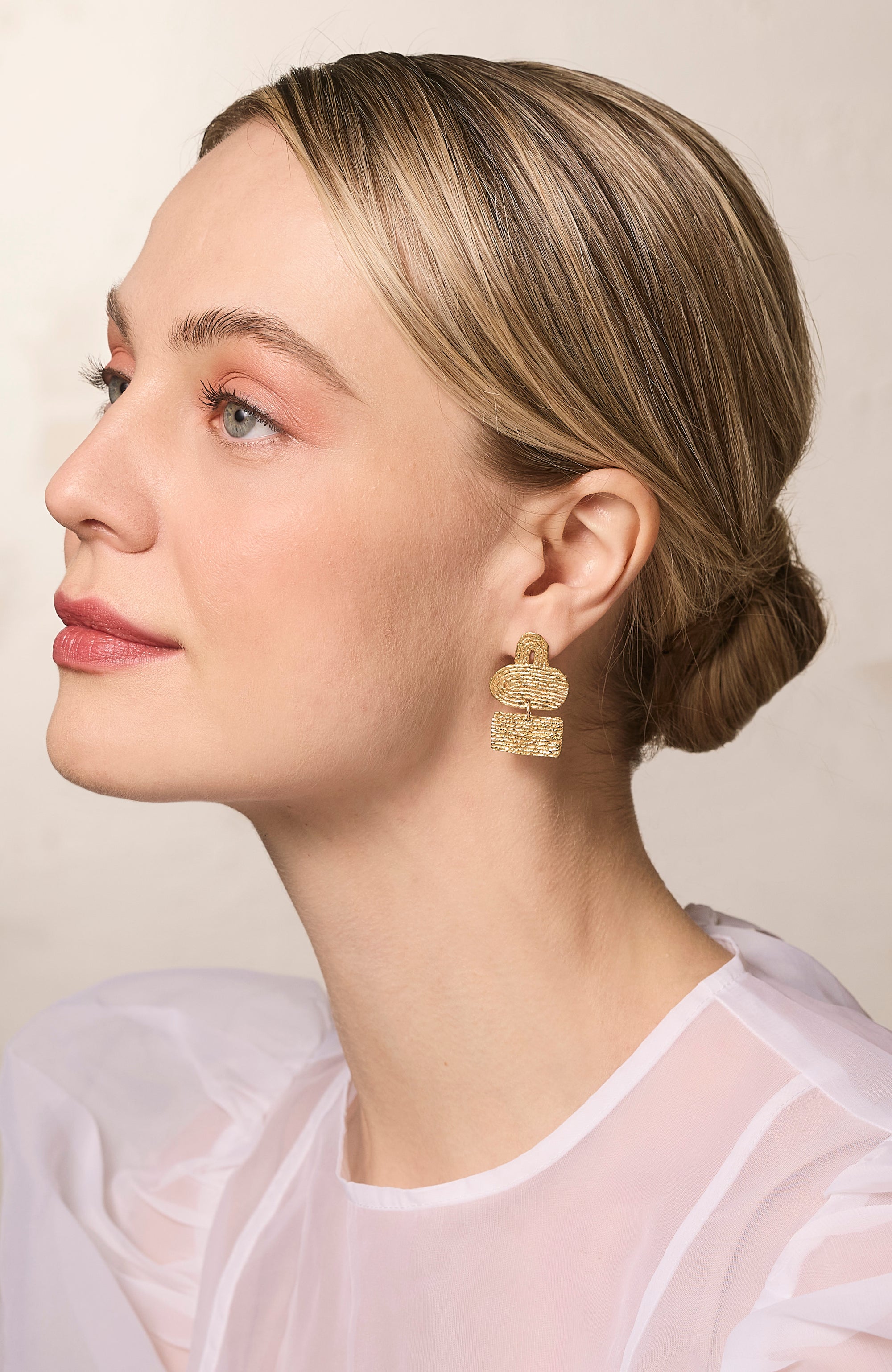 Plateau Earrings / 14k Gold Plate