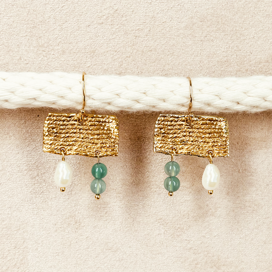 RPC Earrings with Pearl + Chalcedony