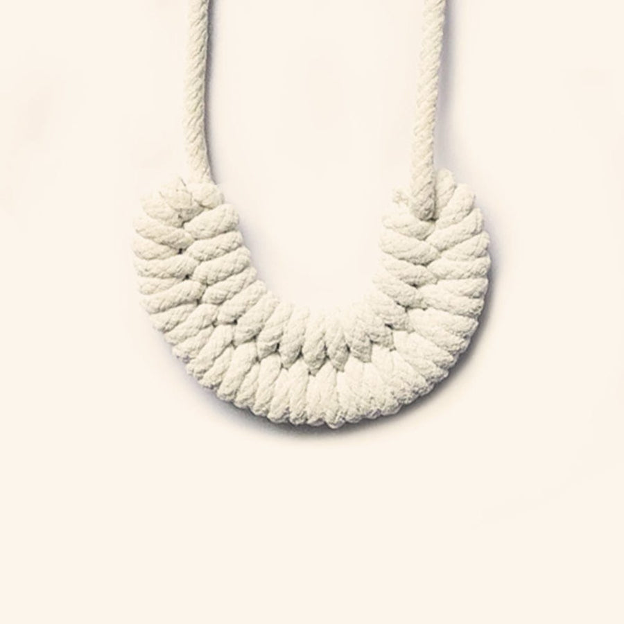 Knotted Arc Necklace - white