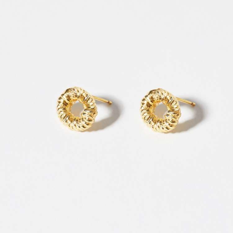 COG Earrings 14K Gold Plated Brass Gather Stud Earrings