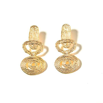 The Louise Earrings are textured and made of overlapping circular forms.
