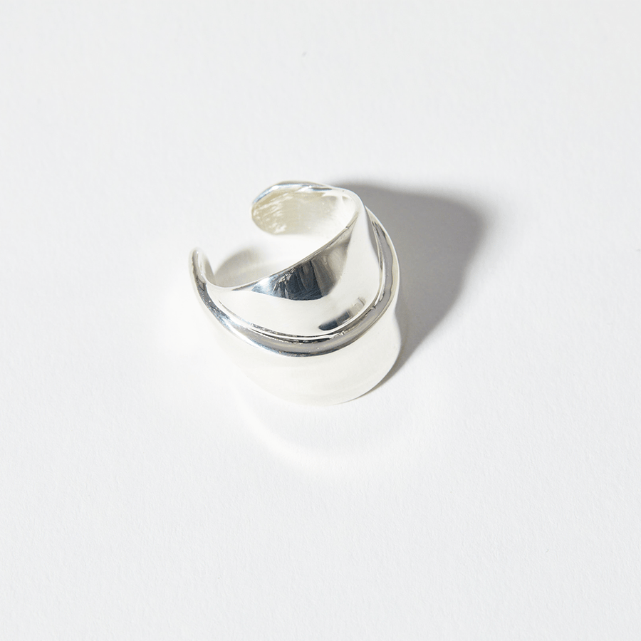 The smooth, sculptural Strata Ring in sterling silver