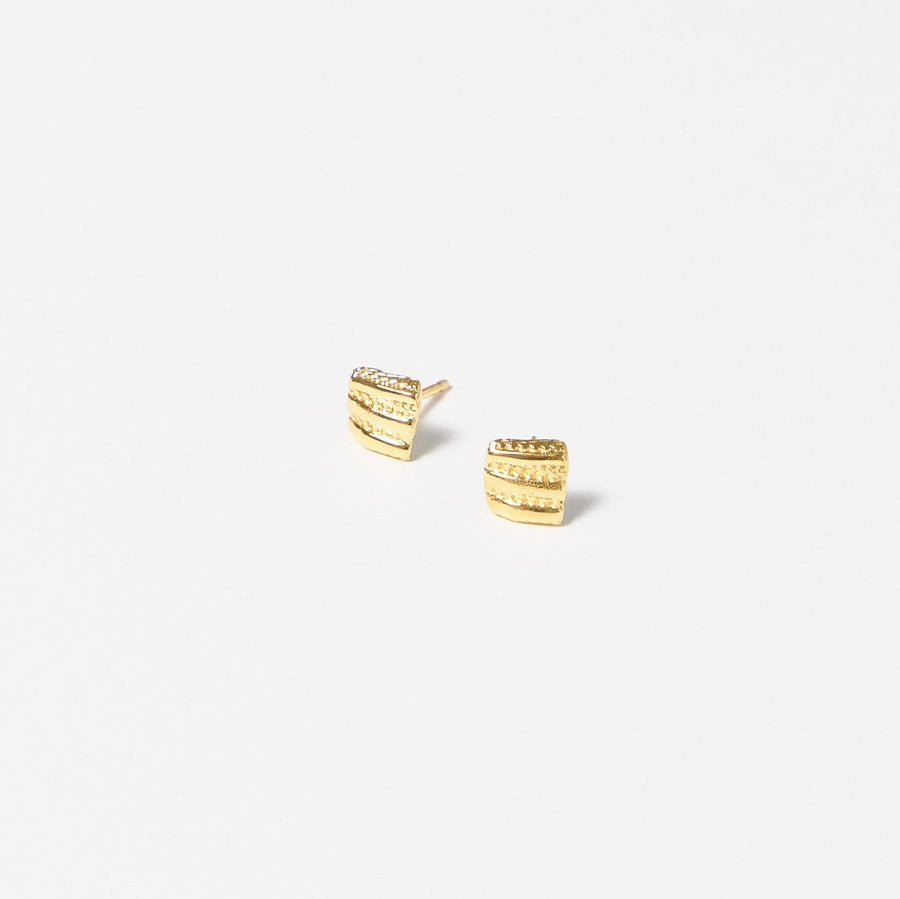 COG Earrings 14K gold plate Selvedge Stud Earrings